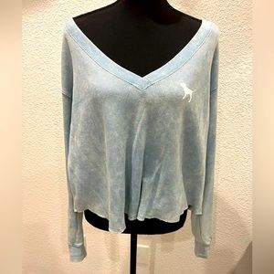 Baby blue PINK long sleeve V-neck